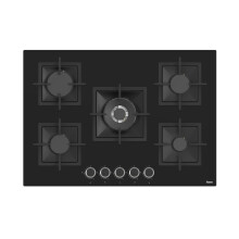 Ferre SC03575cm Builtin Gas Hob 5 Burners Black Glass Cast Iron Pan Supp