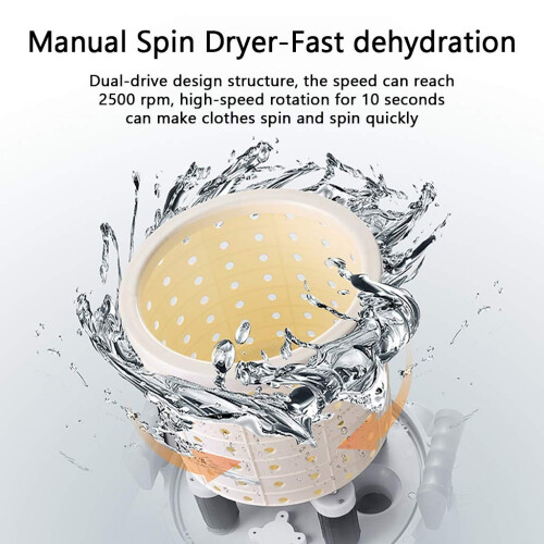 Spin Dryer Manual for Clothes - Hand Powered Drying Machine, Space Sav 1