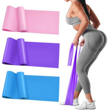 3Pcs Resistance Bands Set - Fitness Exercise Bands, Elastic Bands, Pilates Bands with 3 Resistance Levels, Long Stretch Bands for Yoga, Pilates, Stre