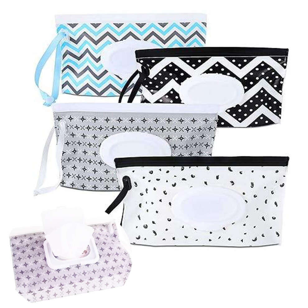 4Pcs Baby Wipe Dispenser, Portable Refillable Baby Wipes Container For Diaper, Wipe Dispenser For Travel, Reusable Travel Wet Wipe Pouch For Ihmeiju