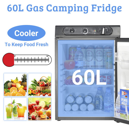 Techomey 3 Way Fridge 60L, Gas Fridge Camping, 2