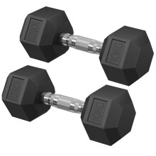 SONGMICS Dumbbell Set, Pair of Hexagonal Dumbbells, Total 20 kg, Workout, Fitness Training, Weightlifting at Home, Gym, Ink Black SYL010B01