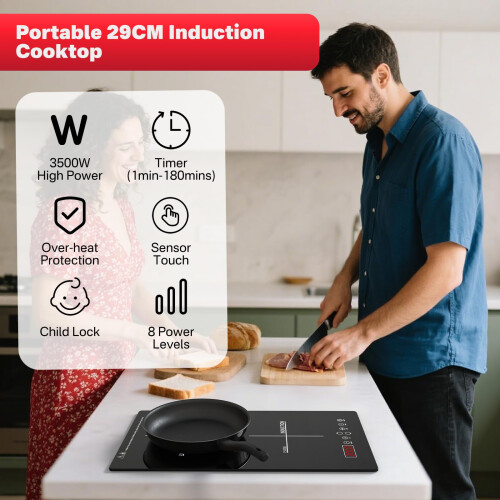 GRACEALL 12 Inch Built-in Induction Hob 2 Ring, 1