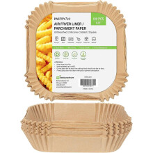 -Pastry Tek 6.3 x 6.3 x 1.8 Inch Air Fryer Liners, 100 Square Air Fryer Baskets - No-Stick