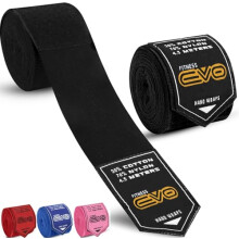 EVO Fitness Bandages Boxing Hand Wraps Elasticated 3.5 meter MMA Martial Arts Inner Gloves Mitts Protector Muay Thai Kick Boxing (Black)