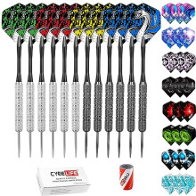 CyeeLife Steel tip Darts 20g,Nylon Shafts+36 Flights(14 Designs)+Sharpener,for 4 Beginners