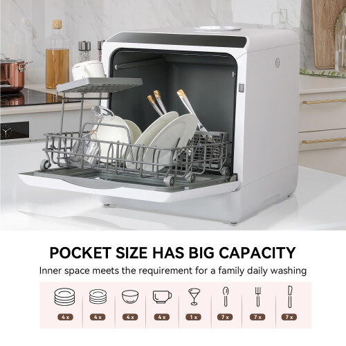 eklipt Table Top Dishwasher Mini Countertop Dishwasher with 6 Programs Buil 2