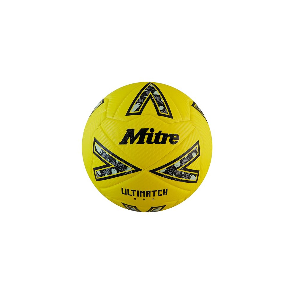 Mitre Ultimatch Football, Enhanced Control, Extra Durability, Added Accuracy, Ball, Fluo //Circular 4 Yellow/Black/Grey
