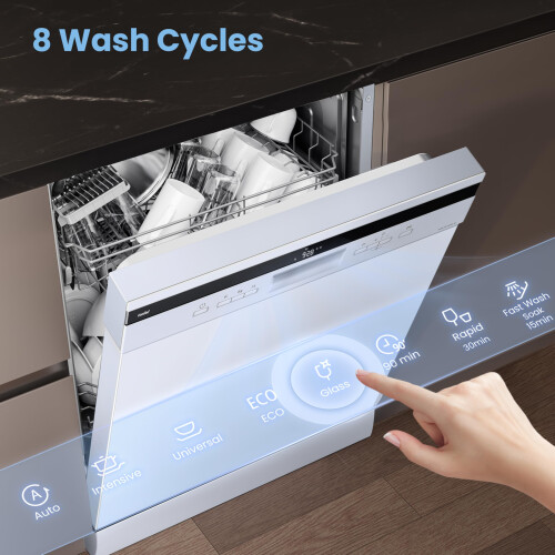 COMFEE' Freestanding Dishwasher FD1435E-W with 14 place settings, 2