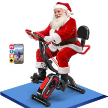 Exercise Bike, SLUNSE 5 in 1 Foldable Exercise Bike with APP, 16-Level Magnetic Resistance Folding Stationary, 350LBS Capacity and Ultra-quiet Statio