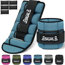 BAGAIL Adjustable Ankle Weights 2 Pack, with Detachable Sandbags, Wearable Wrist & Ankle Weight Straps, 0.4-1.6kg Per Strap, 15-31cm Circumference, I