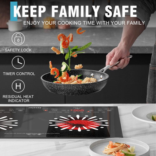 Jessier Double Ceramic Hob, 3600W Plug in Electric 1