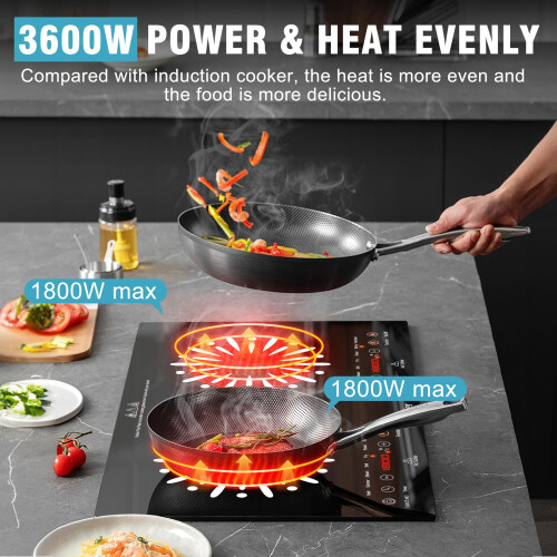 Jessier Double Ceramic Hob, 3600W Plug in Electric 2