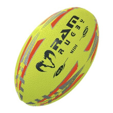 Ram Rugby Midi Rugby Ball - Neon Yellow - Size 2 (22cm) Air filled - Fun for Kids & Adults, Perfect for Skills Practice, Mini Games, Garden Play & Gi