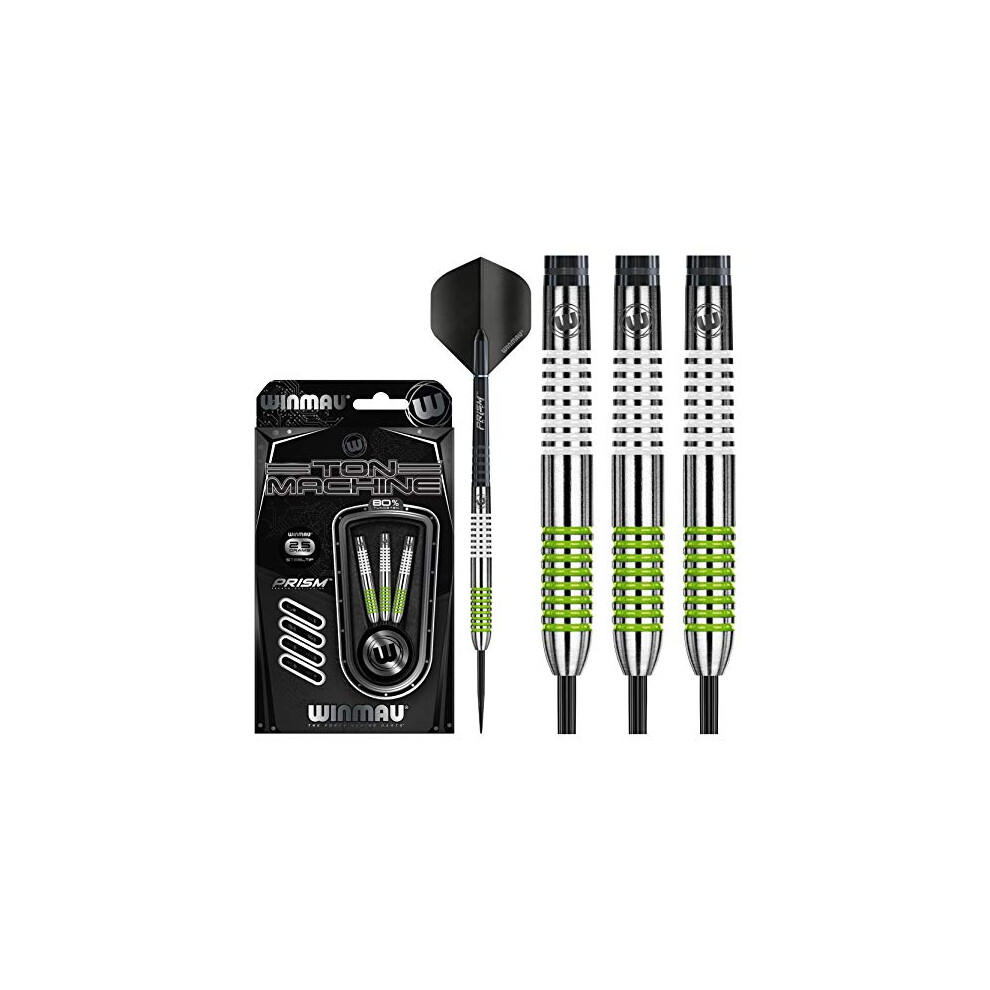 Winmau Darts Ton Machine Professional Tungsten Darts Set With Prism Flights And Shafts (Stems) 22G | 23G | 24G | 26G | 27G Gram Steeltip Dart Set (Gr