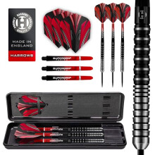 Harrows Predator 90% Tungsten Steel Tip Darts Set 22g, 23g, 24g &25g - Includes Ultra Traction Grip, Supergrip Fusion Shafts, Prime Flights & Travel