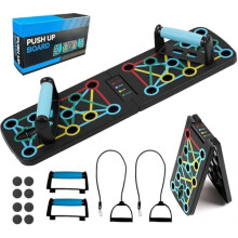 Push Up Board with Resistance Bands, 17 in1 Multi-function Foldable Press Up Board Portable Muscle Workout Push Up Board for Men Women Home Gym Fitne