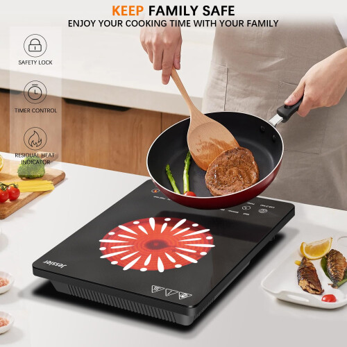 Jessier Protable Ceramic Hob, 2000W Plug in Electric 1