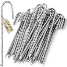 Graxury 12inch Heavy Duty Trampoline Tents Anchor Ground Pegs - Galvanized Steel Rust-Proof J Hook Rebar Stakes Fit Trampolines Camp Garden Shed Swin