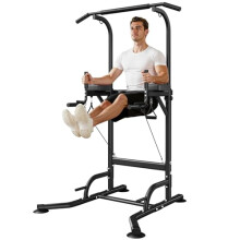 Dskeuzeew Power Tower Dip Station Pull Up Bar, Adjustable Height Multi-Function Power Tower, Push Up Workout Abdominal Exercise for Home Gym Strength