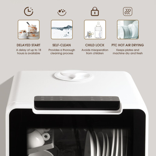 HAVA Table Top Dishwasher 8 Wash Programmes Upgraded Countertop Dishwasher