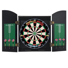 GORILLA DARTS Centre Set Wooden Black Ash Cabinet Set Dartboard inc Darts Package