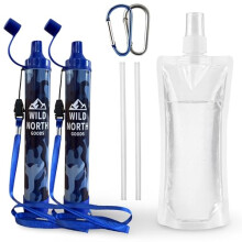 Wild North Goods - 2 Pack Personal Water Filter Straw - Portable Water Purification for Hiking, Camping, Travel, Outdoors & Emergency Use - Includes