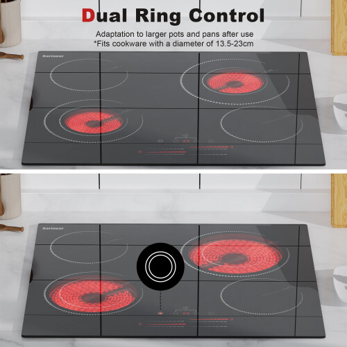 Karinear Ceramic Hob, 4 Zone Electric Hob 60cm 1