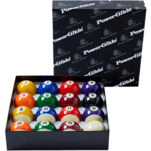 POWERGLIDE 16 Ball Pool Billiards Set | Spots and Stripes | Tournament | 2" / 50.8mm Diameter, with 1 7/8" / 47.6mm White Ball | Boxed | For Coin Ope