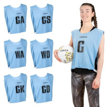 FORZA Pro Netball Bibs [7 Pack] | Full Netball Player Position Bib Pack Available in 7 Colours - Breathable and Comfortable Bibs for Schools & Clubs