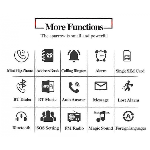 （Black)Mini Mobiltelefon Flip Modell 2