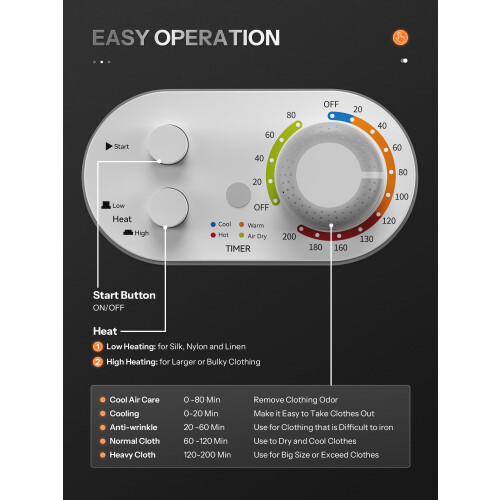 5KG Vented Tumble Dryer with Sensor Dry, 1400W 1