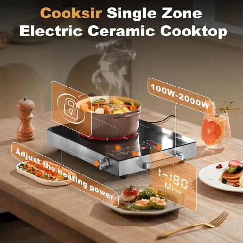 Cooksir Single Ceramic Hob Portable with BS Plug,Knob and Touch Control 1