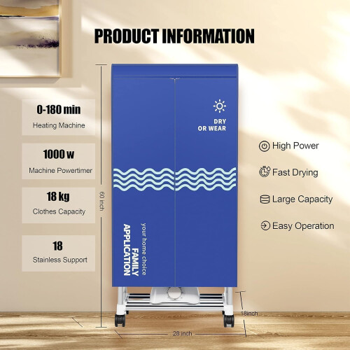 Clothes Dryer, Portable Drying Machine with Timer, 60inch 1