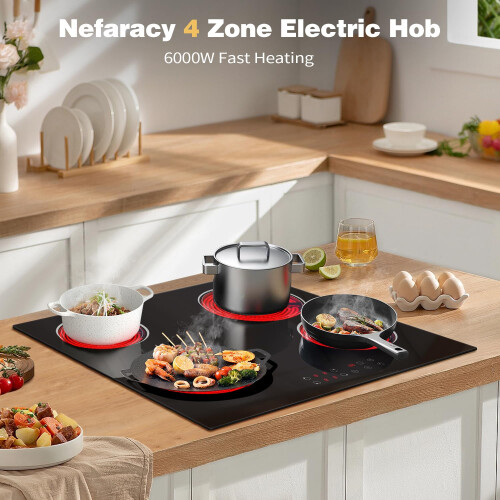 4 Zone Electric Hob, Nefaracy 59cm Ceramic Hob 1