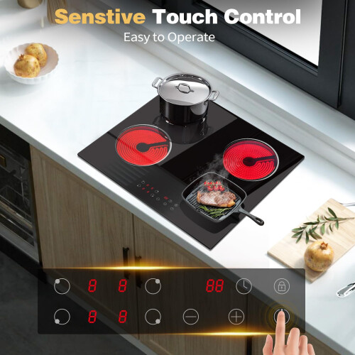 4 Zone Electric Hob, Nefaracy 59cm Ceramic Hob 2