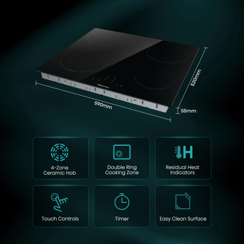 Hisense Hisense E6422SC Built-in 60cm Electric Ceramic Hob with 1