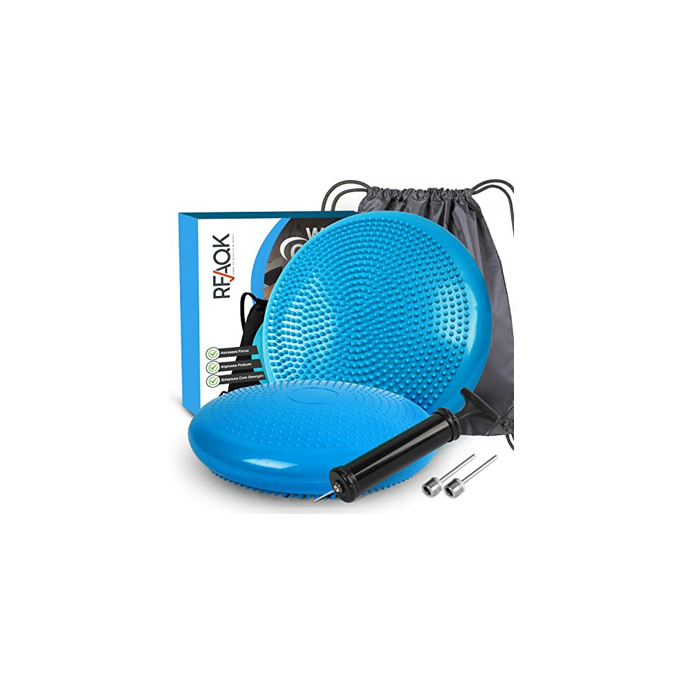 Rfaqk Inflated Air Stability Wobble Cushion - Wiggle Seat To Improve Sitting Posture & Attention, Stability Balance Disc For Physical Therapy Exercis