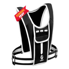LUMEFIT Running Vest Phone Holder Practical Jogger Reflective Holder w/ Water Bottle Pocket & Fixing Rope Features Headphone Jack & Shoulder Pocket,