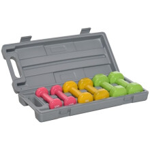 HOMCOM 6kg Dumbbell Set with Suitcase, Fitness Weights Dumbbells Set for Women Home Gym Workout, Red, Yellow, Green