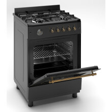 Ferre F6IP40GFBLRETROW 60cm Freestanding Gas Cooker With Wok Burner Turbo