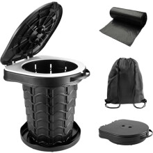 imodomio Portable Toilet Camping Retractable Toilets for Car (Ebony, 13.6″ H)