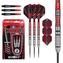 WINMAU Darts Navigator 21g 90% Tungsten Steeltip Darts Set with Dart Flights and Dart Shafts (Stems)