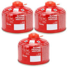 3 Pack 230g Butane-Propane Screw On Gas Canisters Gas Cartridge for Camping Stoves, Heaters & Lanterns | High Performance Propane-Butane Mix with Res