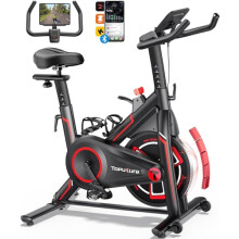 2026 Toputure Exercise Bike with APP, 0-100% Magnetic Resistance Spin Bike with LCD Display, 15KG Heavy Flywheel, Tablet Holder, Ultra Quiet Exercise