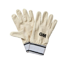GM | Wicket Keeping Keeper Full Inner Gloves Cricket | Full Chamois Leather Ventilated Fingers | Sweatband with Hook-and-Loop Closure | Cream with GM