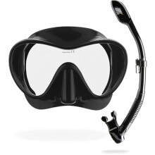 Cressi F1 - Frameless Diving Mask F1 - Snorkel Combo Set, Adult Unisex - Anti-Fog Glass Lens - Silicone Skirt Comfort - Black - One Size