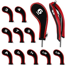 12 Pieces Golf Head Covers 3-9 Pw Aw Sw Lw Lw Waterproof Zippered Golf Club Head Covers Protective iron covers for golf clubs With Number Label Golf