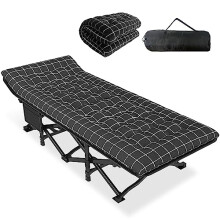 ATORPOK SHOP Camp Beds for Adults with Cushion, Comfortable Travel Camping Cot for Sleeping, Portable Tent cot with Carry Bag Supports 450 lbs (Black