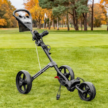 FORZA 3-Wheel Golf Trolley | Lightweight Aluminium Push Trolley with Ergonomic Handle, Foot Brake, Umbrella Holder & Foldable Design | Compact Golf B